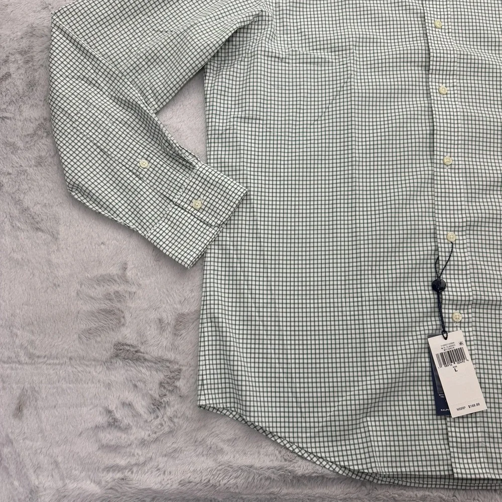 Polo Ralph Lauren Shirt Mens L Green Check Gingham Long Sleeve Button Up NWT